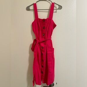 LOFT Vibrant Pink Button-Front Mini Dress